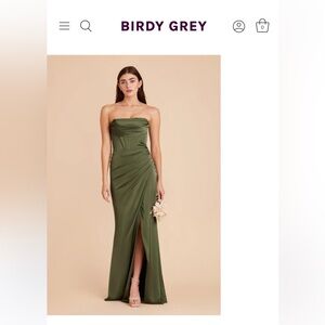 Birdy Grey Matte Satin Olive Bridesmaid Dress